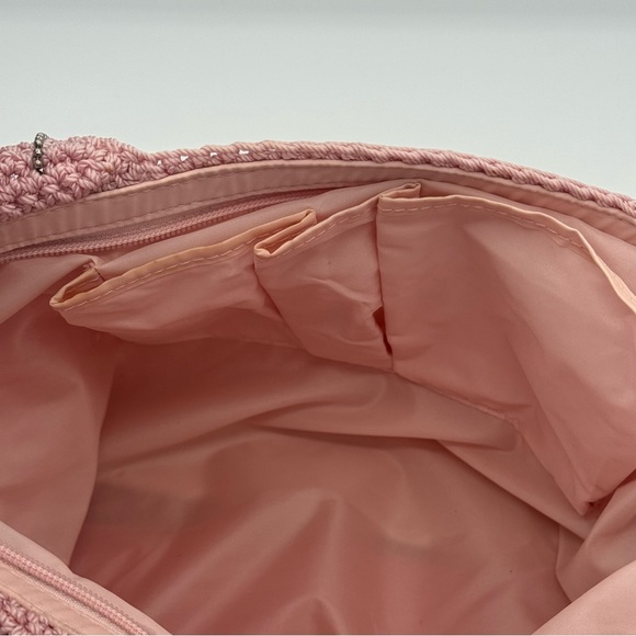 The Sak Crochet Tote Bag Shoulder Bag Blush Pink Dusty Rose - Picture 8 of 10